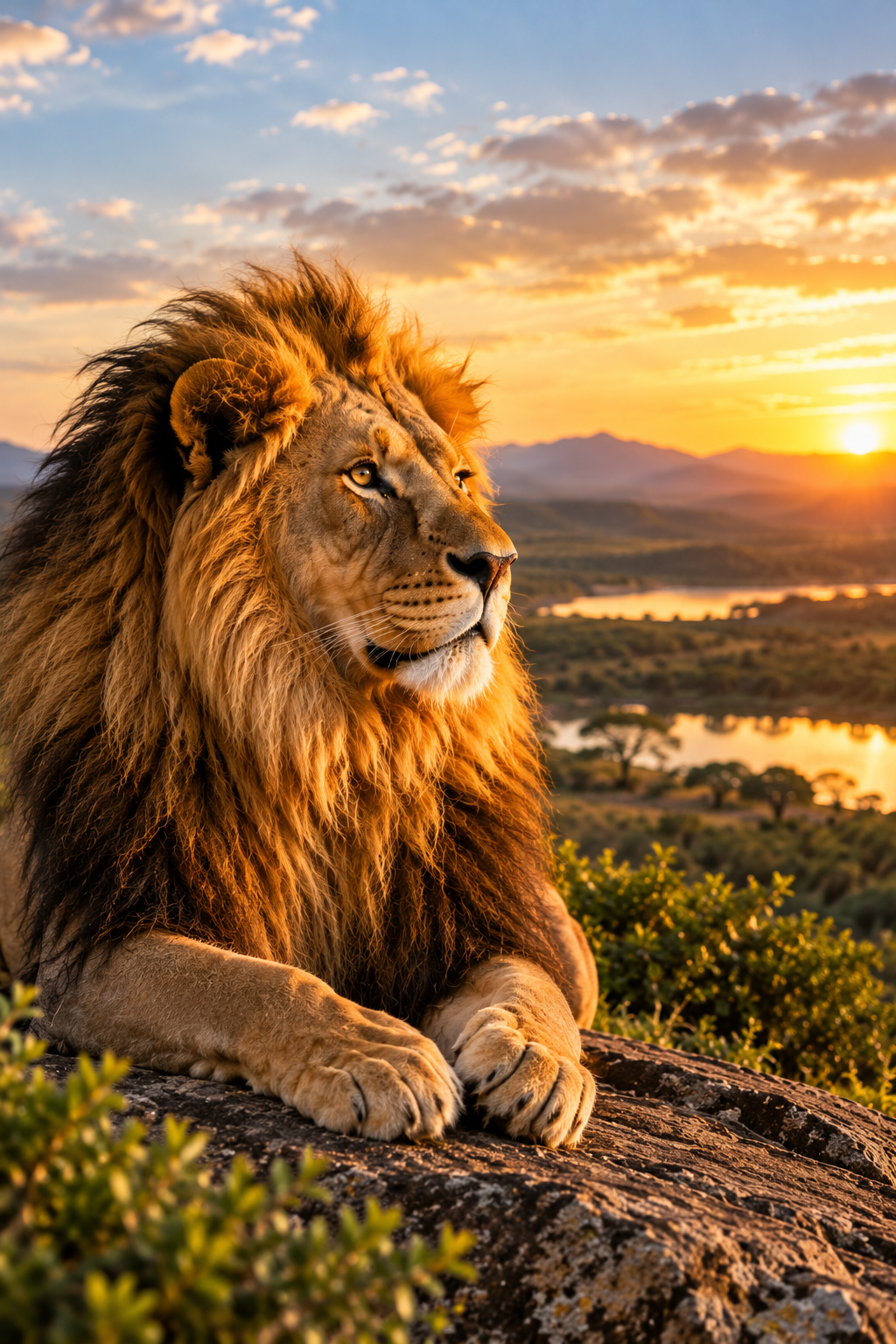 Majestic lion in the NITO EXPLOR wildlife park
